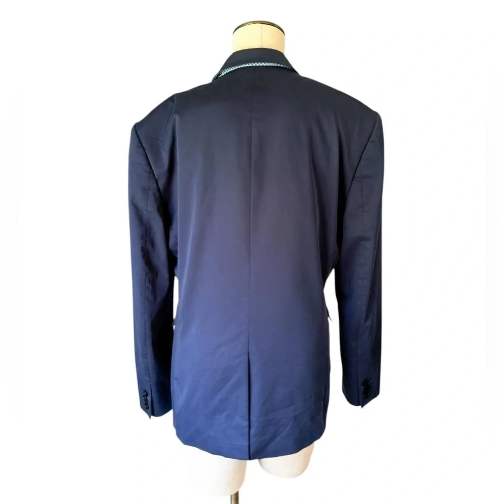 Vtg Express Men's Photographer Blazer Suit Jacket Navy Blue Slim Fit Size 40
